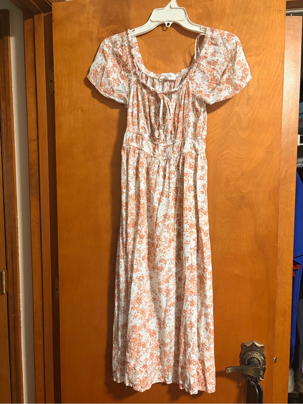 Pink Rose Cream Dress with Peach Floral Print